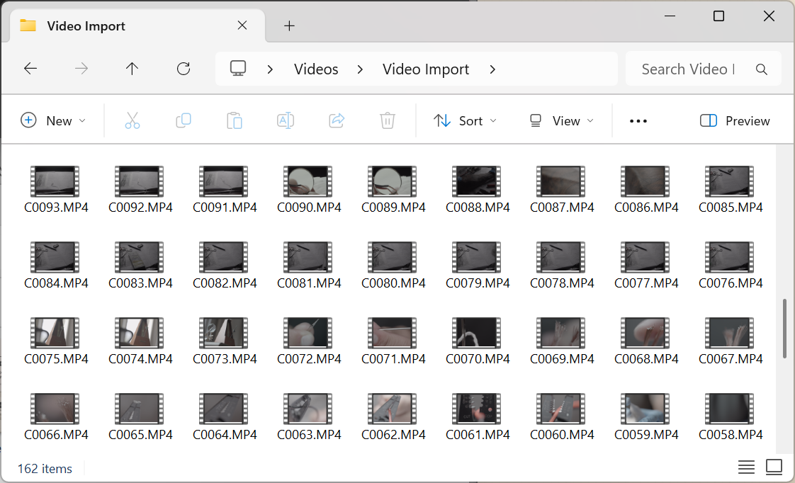 Windows Explorer showing 10-bit video thumbnails with Ruptureware